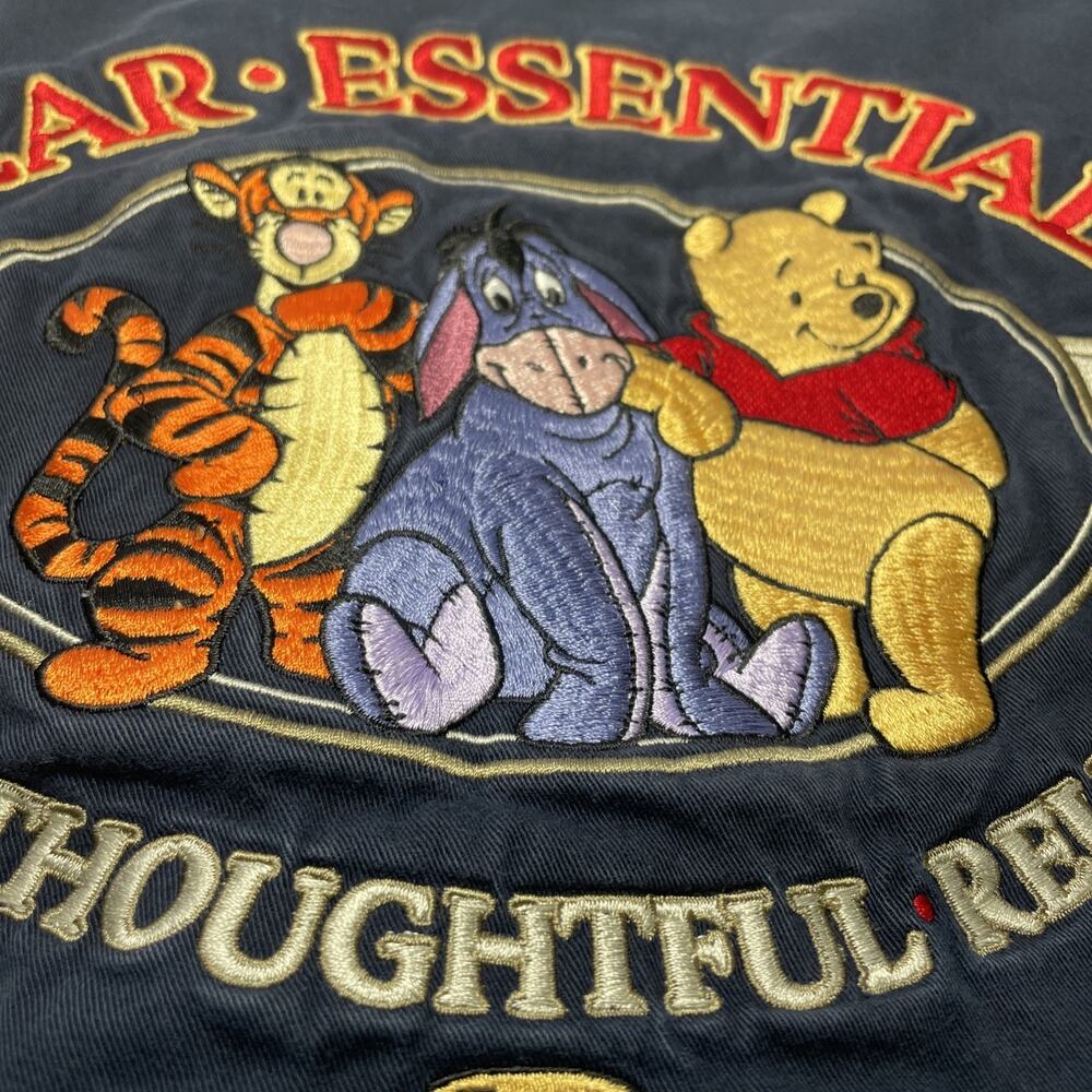 Disney Pooh Jacket Bomber Blue Snap Zip Bear Essentials Embroidered Vintage sz S - Picture 4 of 16